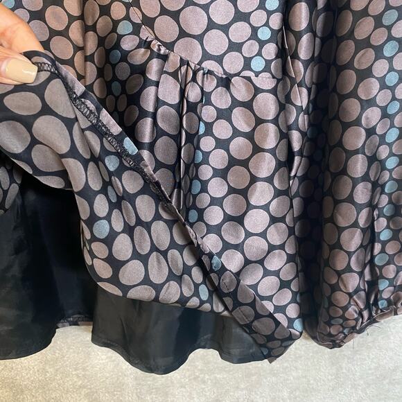 Y2k Babydoll Top Size 4 Silk Puff Sleeve Polka Dot Office Boho Chic Fairy Grunge - Picture 14 of 16